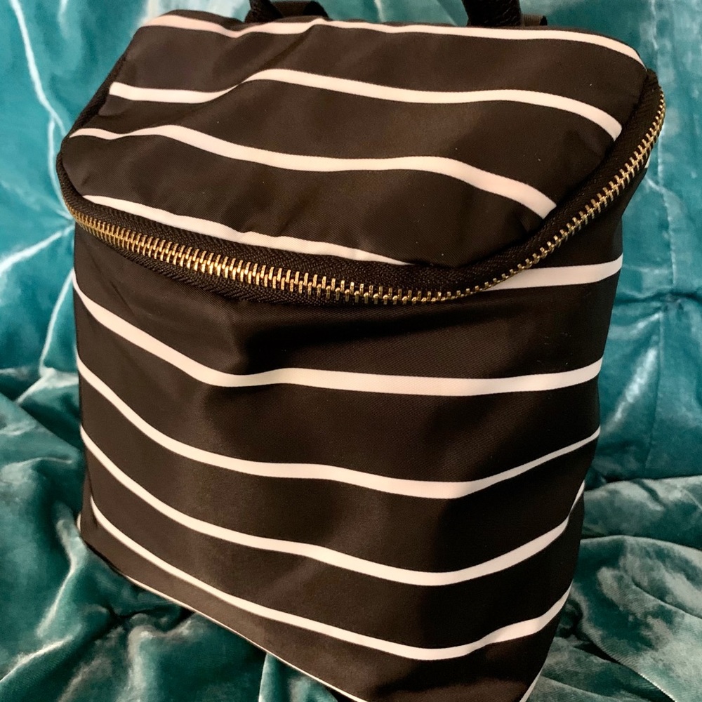 Black/white striped mini backpack
